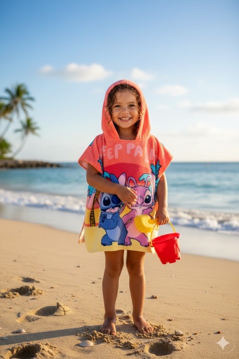 STITCH Poncho ręcznik z kapturem na basen plażę szybkoschnące 55x110 cm