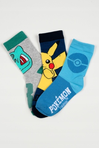 Skarpetki dziecięce Pokémon trójpak 3 pary Pikachu Bulbasaur Pokéball