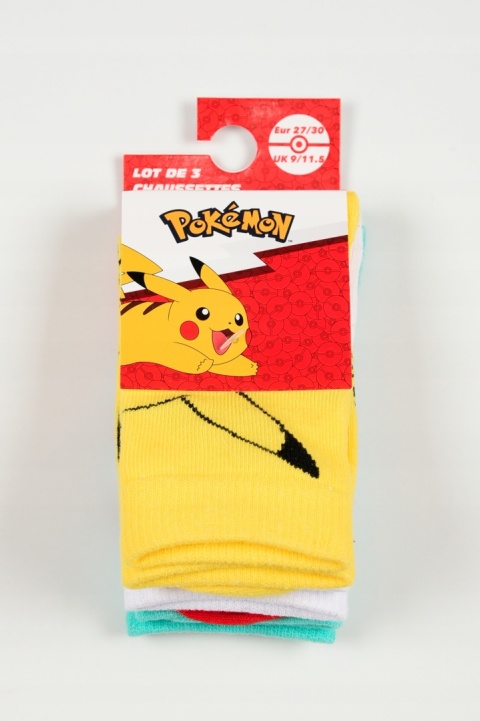 Skarpetki dziecięce Pokémon trójpak 3 pary Pikachu Bulbasaur Pokéball