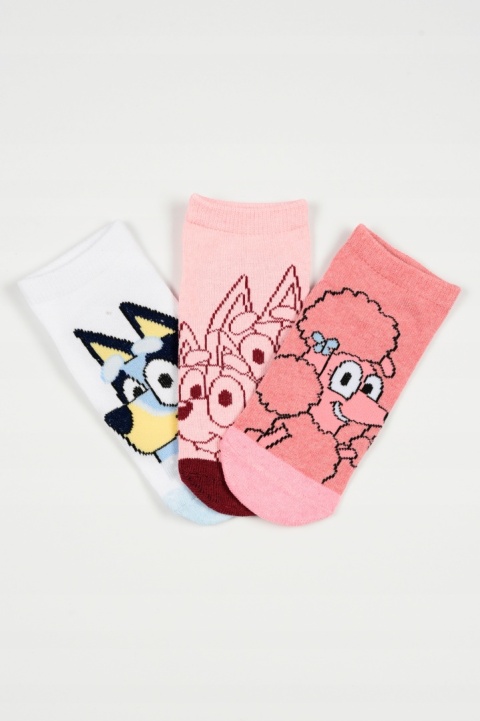 Stopki skarpetki Bluey pieski 3-pak dla dziecka zestaw na lato 3-pary