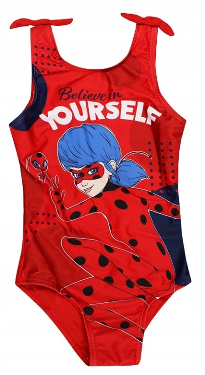 Strój kąpielowy dla dziewczynki jednoczęśćiowy Miraculum Biedronka i Czarny Kot