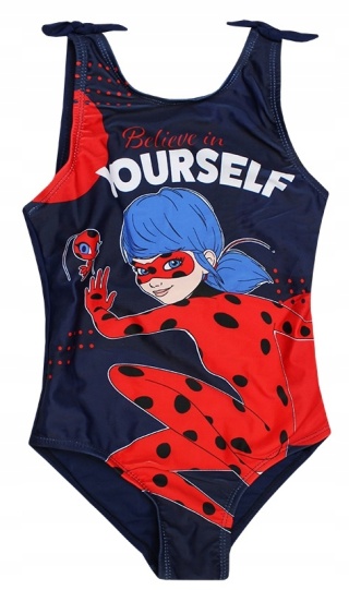 Strój kąpielowy dla dziewczynki jednoczęściowy Miraculum Biedronka i Czarny Kot