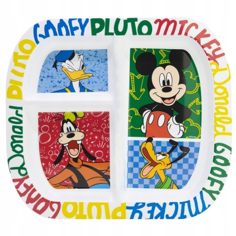 Talerzyk obiadowy dzielony z trzema przegródkami dla dziecka MYSZKA MICKEY