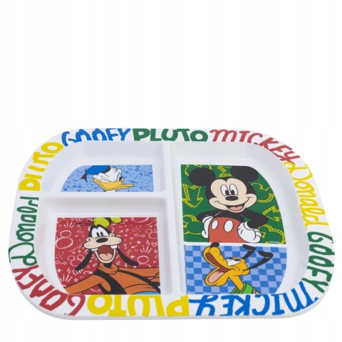 Talerzyk obiadowy dzielony z trzema przegródkami dla dziecka MYSZKA MICKEY