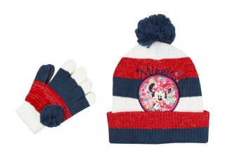 Zestaw zimowy czapka z pomponem + rękawiczki ciepły Myszka Minnie 52
