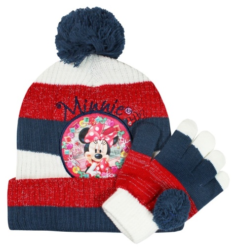 Zestaw zimowy czapka z pomponem + rękawiczki ciepły Myszka Minnie